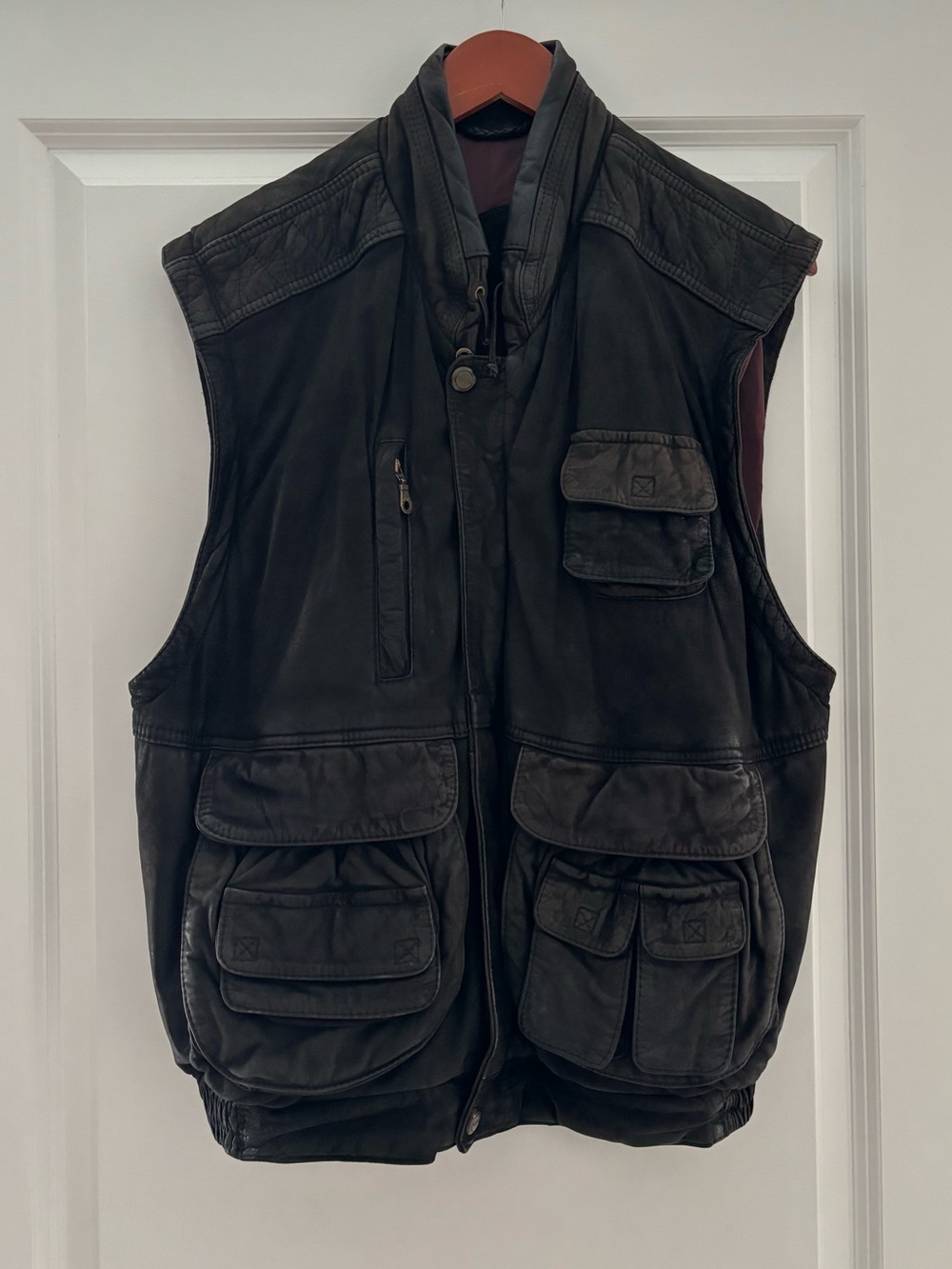 Men's Liberty Leather Vest Jacket in Dark Brown Size M - Casual Outdoor Layer